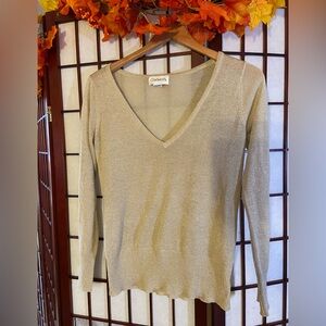 Chadwicks Shimmering Gold V-Neck Sweater